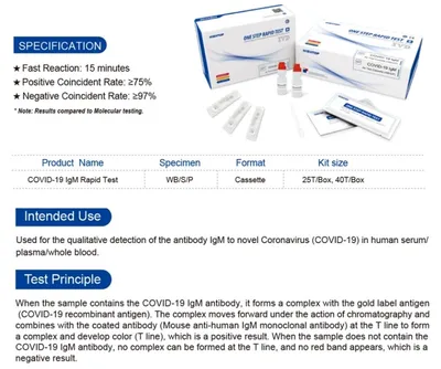 Igg/Dispositivo de detección de anticuerpos Igm Kit de prueba rápida