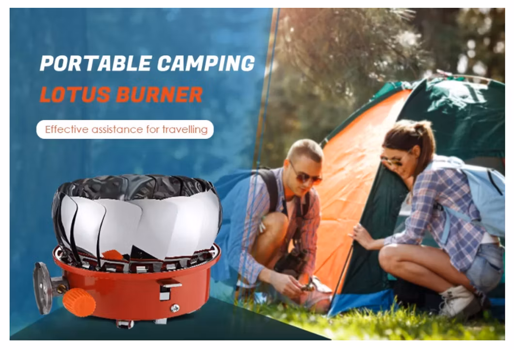 Outdoor Camping Stove Portable Snap-Type Lotus Burner Gas Cooking Stoves for Travelling Hiking Picnics