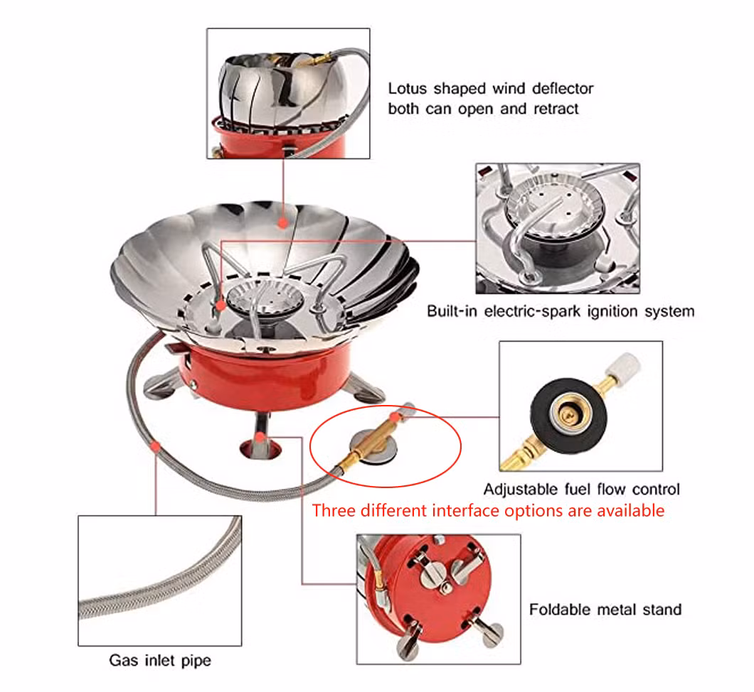 Outdoor Camping Stove Portable Snap-Type Lotus Burner Gas Cooking Stoves for Travelling Hiking Picnics