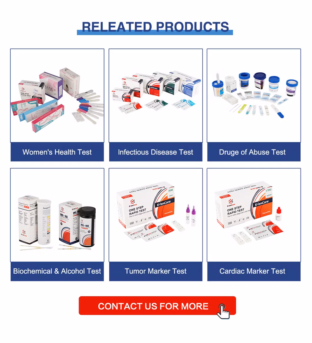 Evancare Test Salmonella Tests H. Pylori Antigen Test Cassette Salmonella Tests Antibody/ Antigen Panel Rapid Adenovirus Test Kit