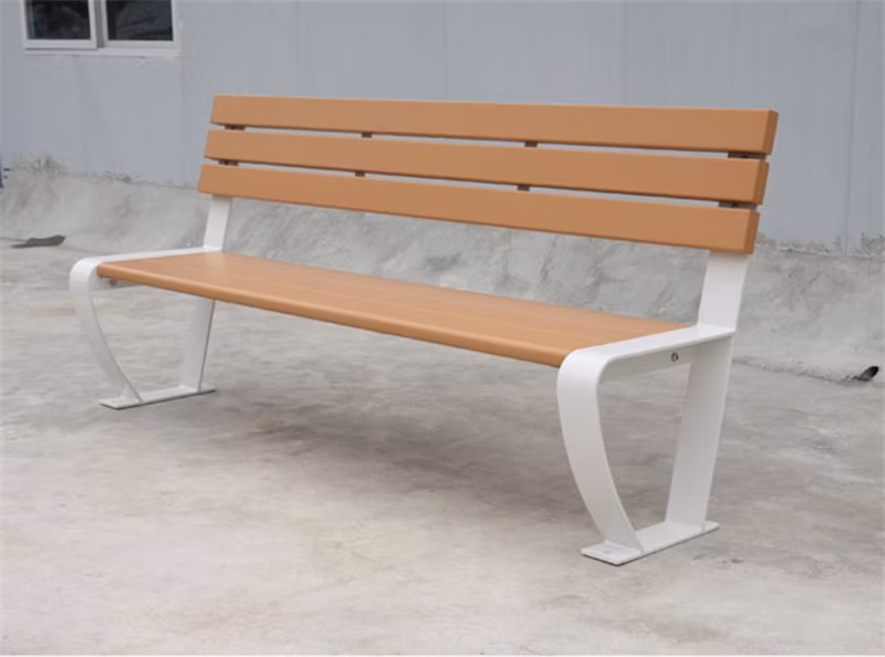 Outdoor Garden Park Furniture Outside Street Metal Frame Composite Wood Slats Bench