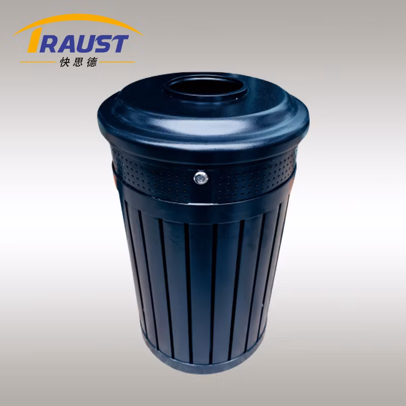 Traust Outdoor Metal Steel Dustbin Trash Can Litter Garbage Bin Waste Receptacle Factory Manufacturer Supplier Waste Can