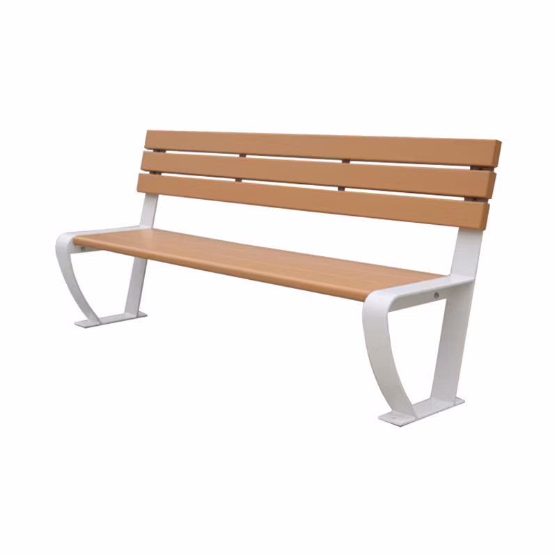 Outdoor Garden Park Furniture Outside Street Metal Frame Composite Wood Slats Bench