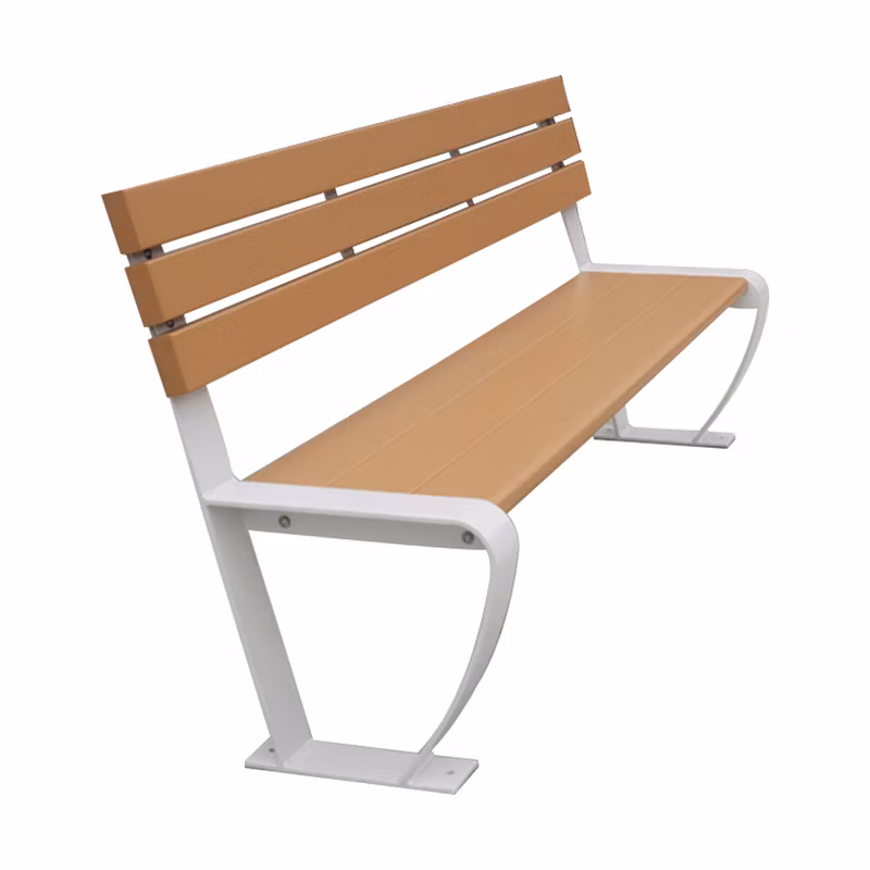 Outdoor Garden Park Furniture Outside Street Metal Frame Composite Wood Slats Bench
