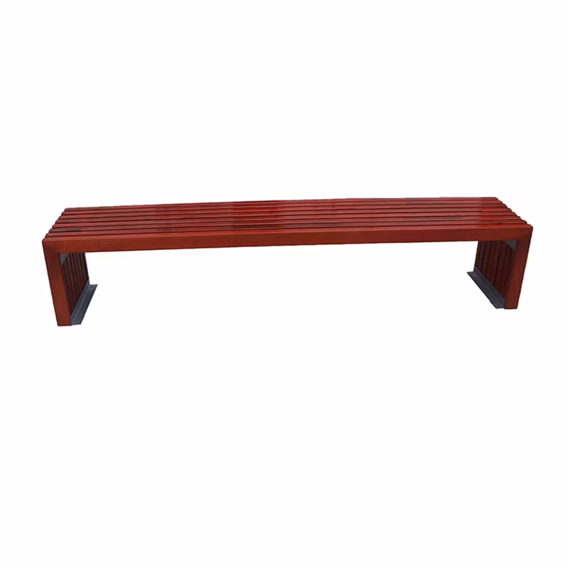 Outdoor Park Outside Public Garden Patio Long All Wooden Vintage Backless Bench
