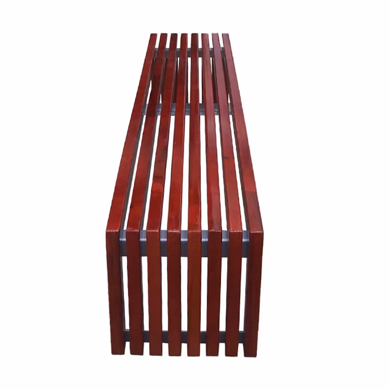 Outdoor Park Outside Public Garden Patio Long All Wooden Vintage Backless Bench
