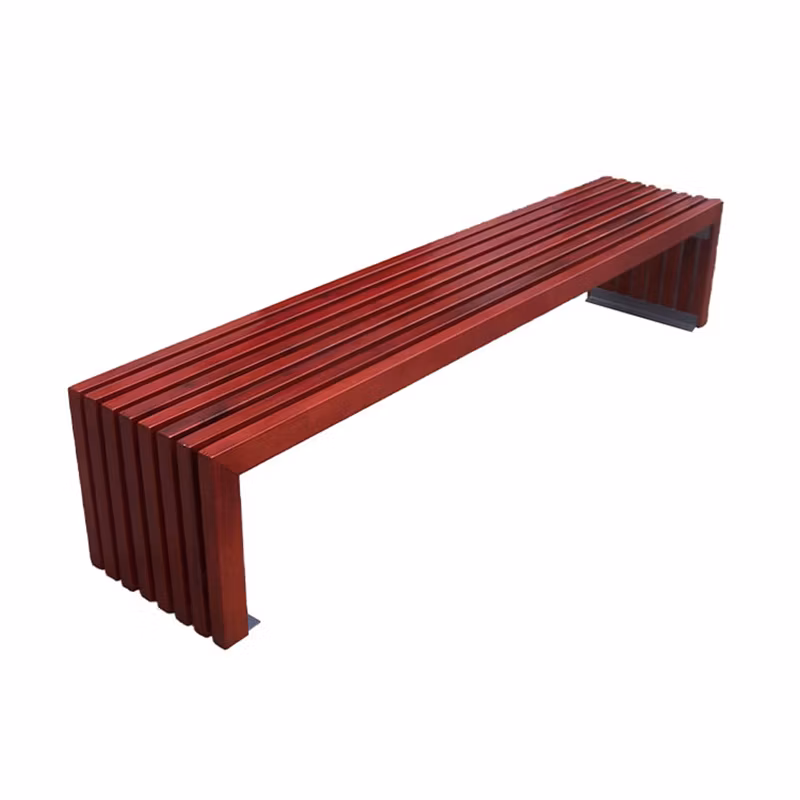 Outdoor Park Outside Public Garden Patio Long All Wooden Vintage Backless Bench