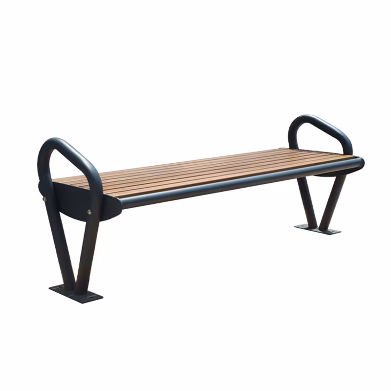 Outdoor Garden Park Furniture Outside MID Century Modern Backless Composite Wood Bench