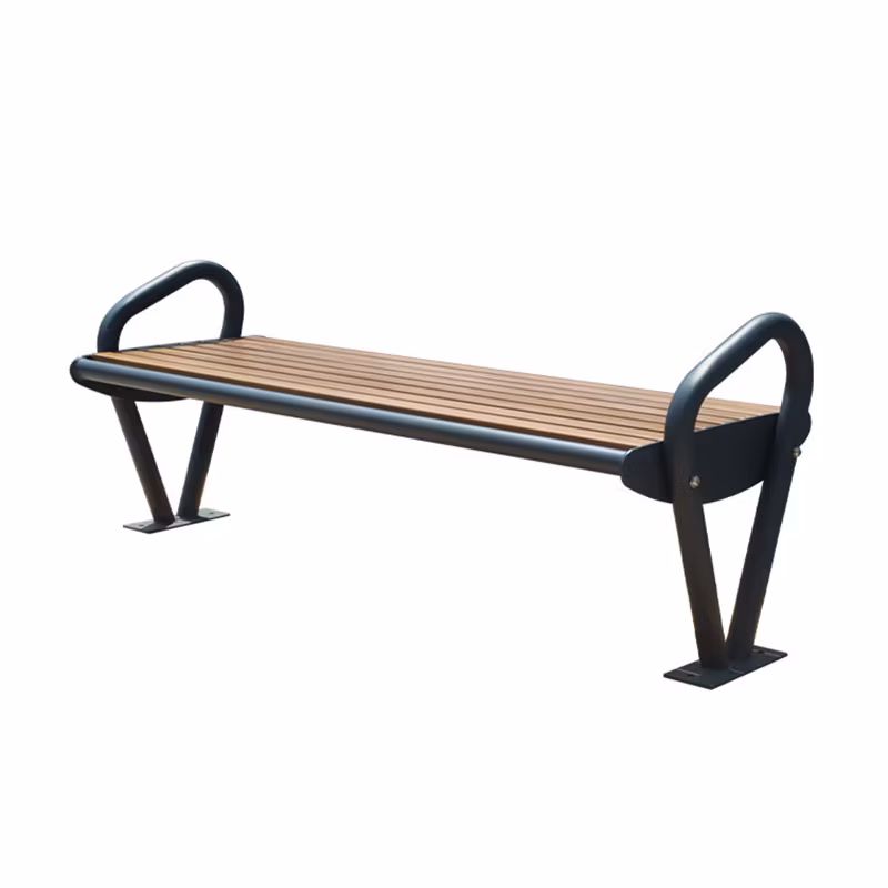 Outdoor Garden Park Furniture Outside MID Century Modern Backless Composite Wood Bench