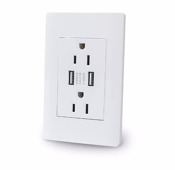 USB Wall Outlets, 3-Ports USB C Wall Outlets Receptacles, Matte White 15 AMP Outlets with USB Ports, Tamper-Resistant USB Outlets