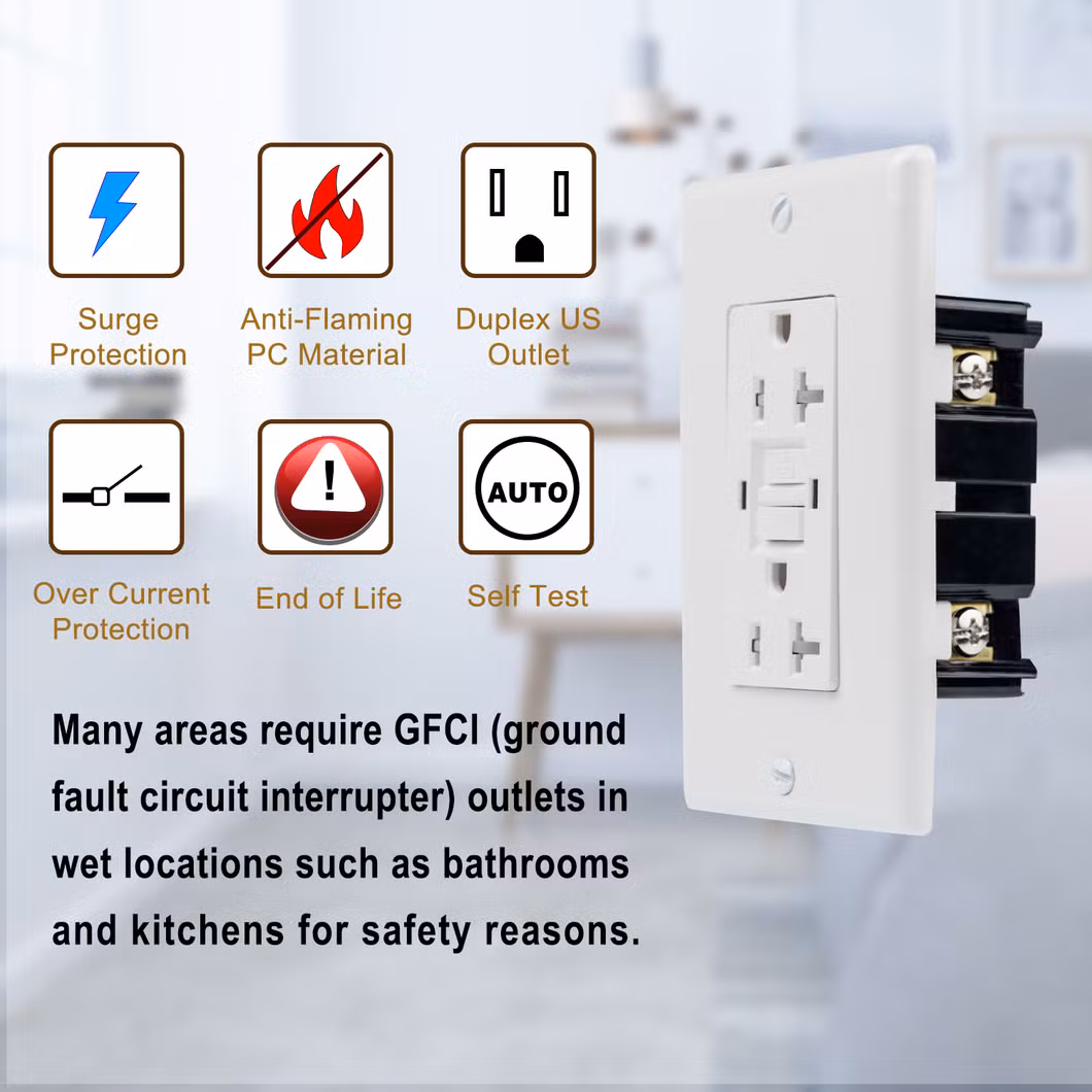 UL Approve 15AMP Tamper Resistant Self Test Gfi GFCI Receptacle with LED Indicator