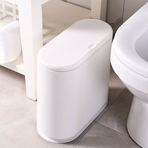 10 Liter Rectangular Plastic Trash Can Wastebasket with Press Type Lid, 2.4 Gallon Garbage Container Bin for Bathroom