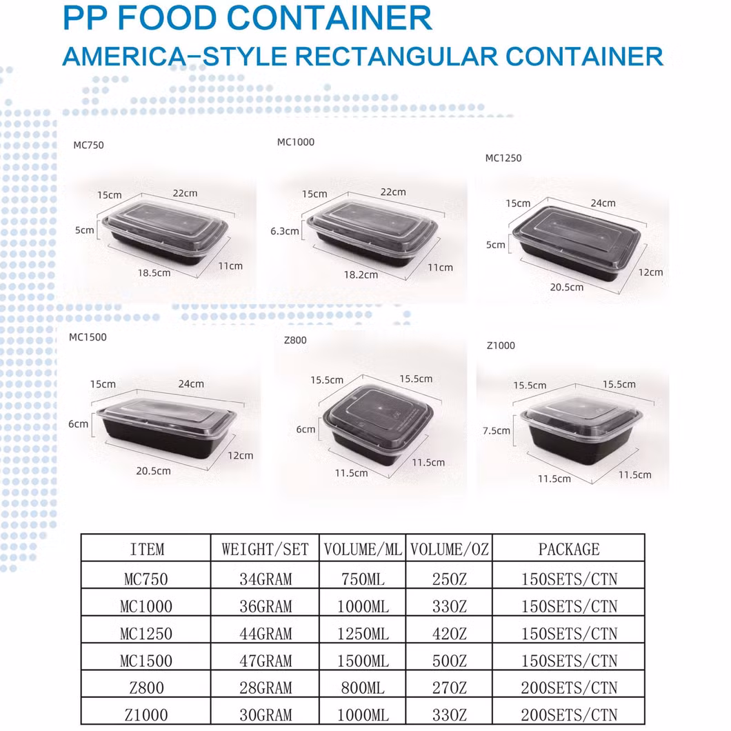 America Biodegradable Food Lunch Box Takeaway Plastic Round Container with Lid