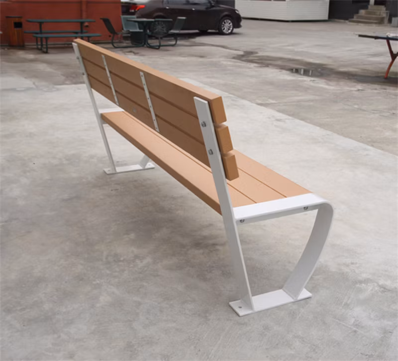 Outdoor Garden Park Furniture Outside Street Metal Frame Composite Wood Slats Bench