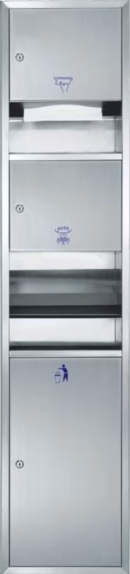 304 Stainless Steel Paper Towel Dispenser Automatic Hand Dryer and Waste Receptacle Combination
