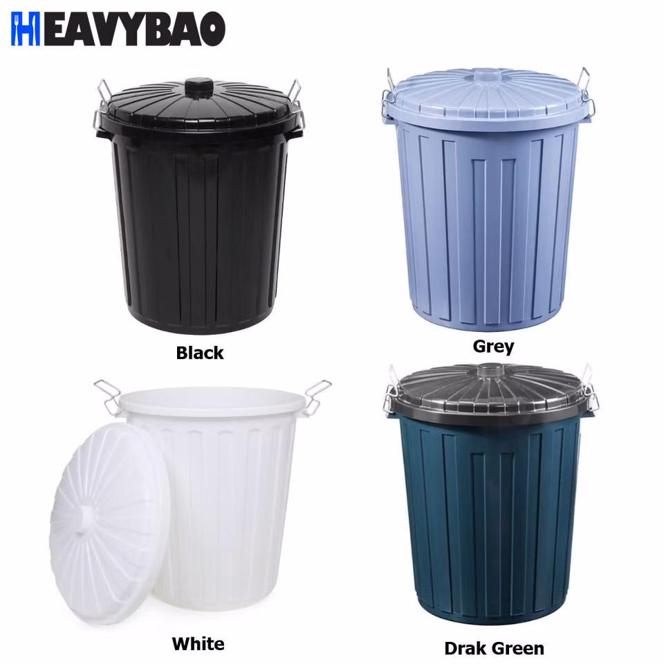 Heavybao Plastic Janitorial Round Commercial Garbage Bin Sundries Barrel Food Waste Bucket with Lid