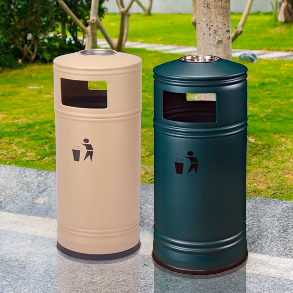 Custom Made Public Indoor Side-Opening Garbage Bin Round Ashtray Trash Can