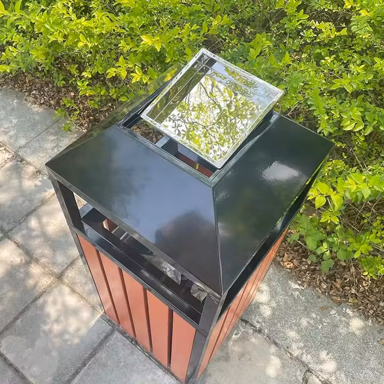 Plastic Wood Outdoor Customized Public Metal Steel Trash Can Waste Sorting Garbage Recycle Bin