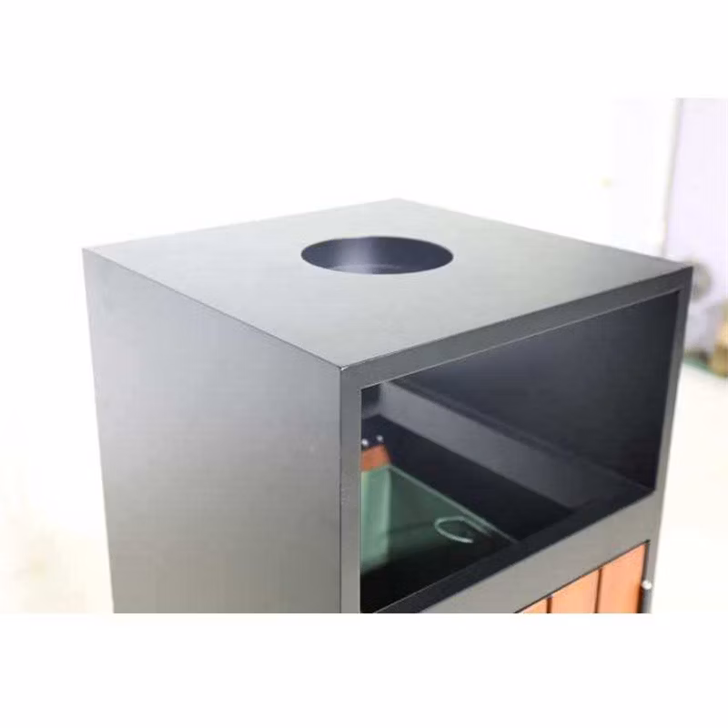 Outdoor Wood Trash Receptacles Exterior Garbage Can Commercial Rectangular Little Waste Bin