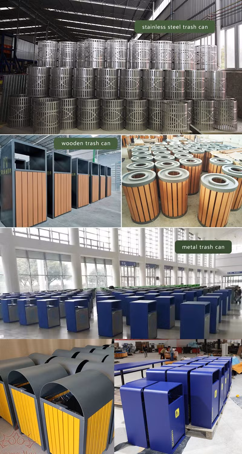 Outdoor Wood Trash Receptacles Exterior Garbage Can Commercial Rectangular Little Waste Bin