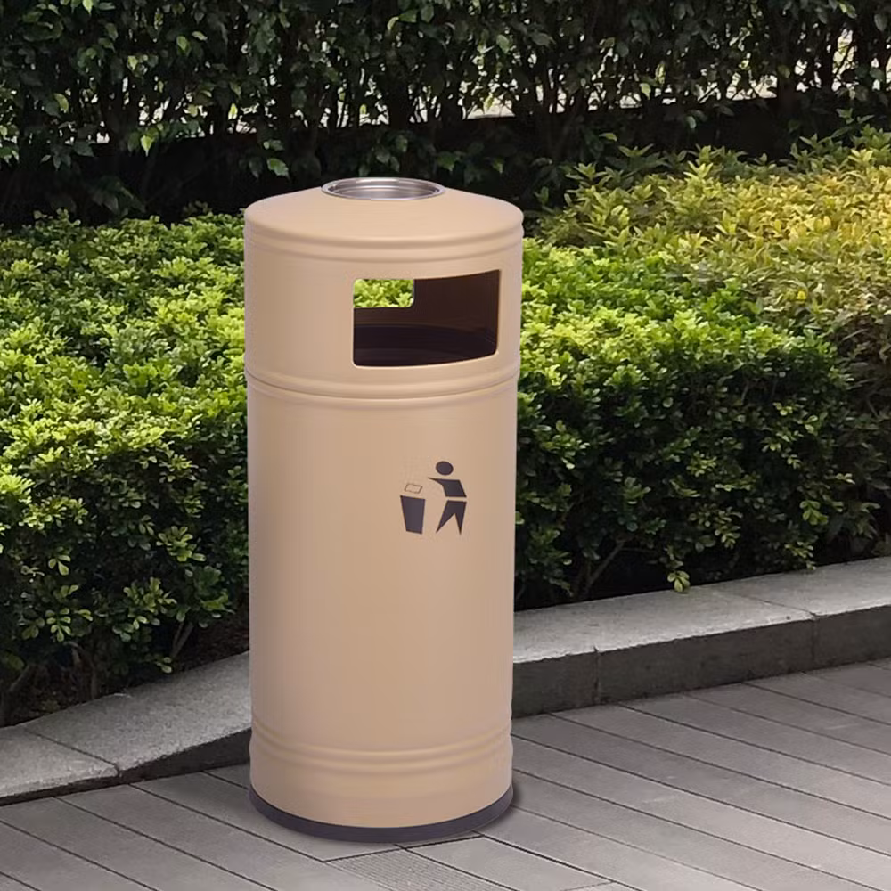 Custom Made Public Indoor Side-Opening Garbage Bin Round Ashtray Trash Can
