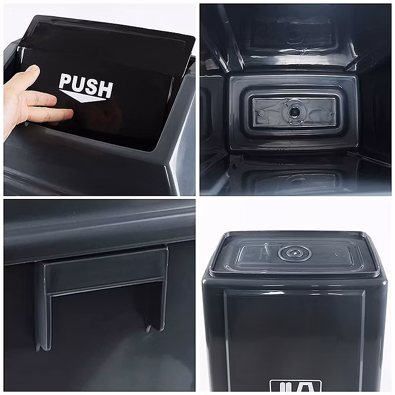 13 Gallon Trash Can with Lid Black Office Trash Can Plastic Trash Bin