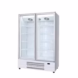Factory Supply Fascinating Price Supermarket Commercial Upright Hinged Double Glass Door Beverage Display Refrigerator Cooler for Drinks