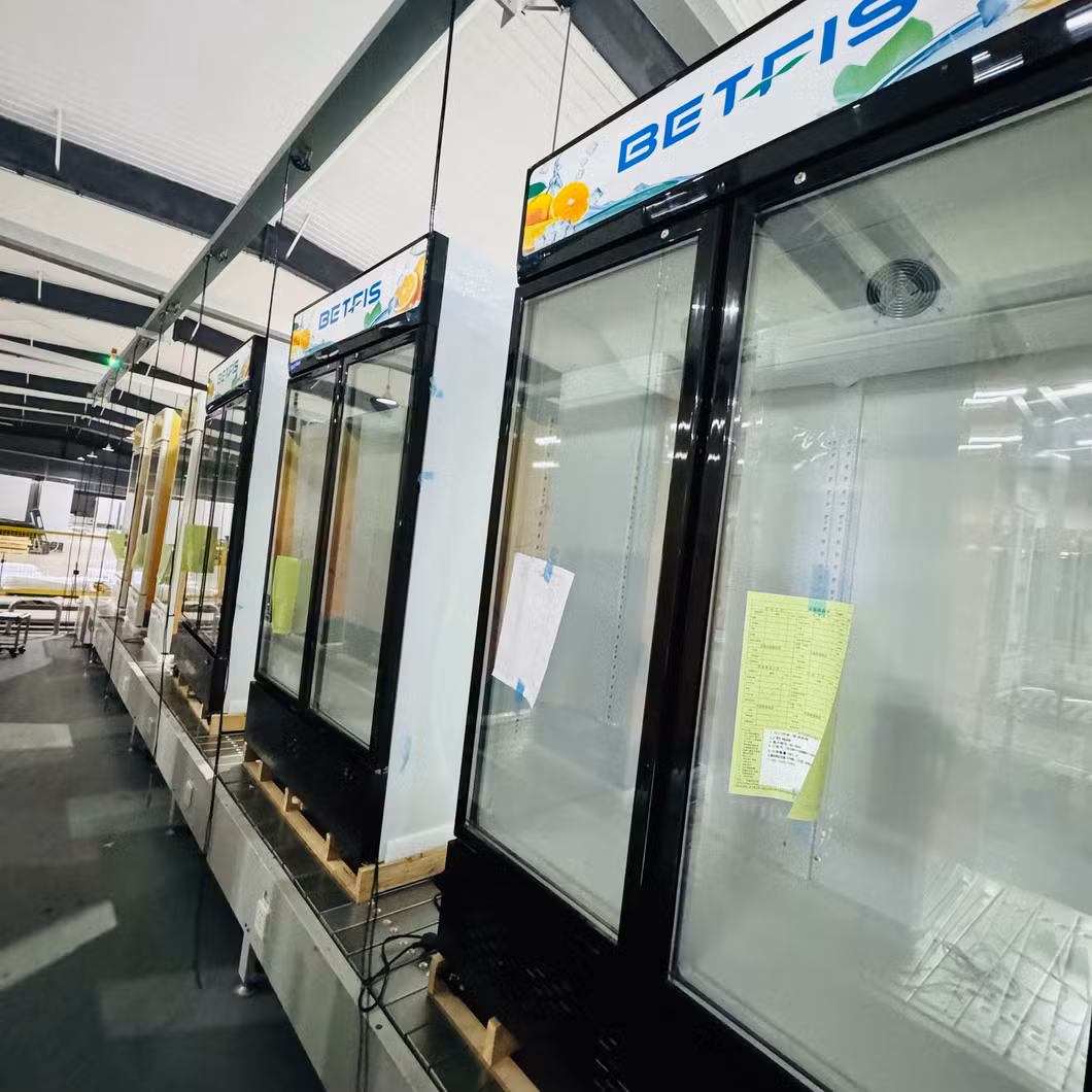Factory Supply Fascinating Price Supermarket Commercial Upright Hinged Double Glass Door Beverage Display Refrigerator Cooler for Drinks