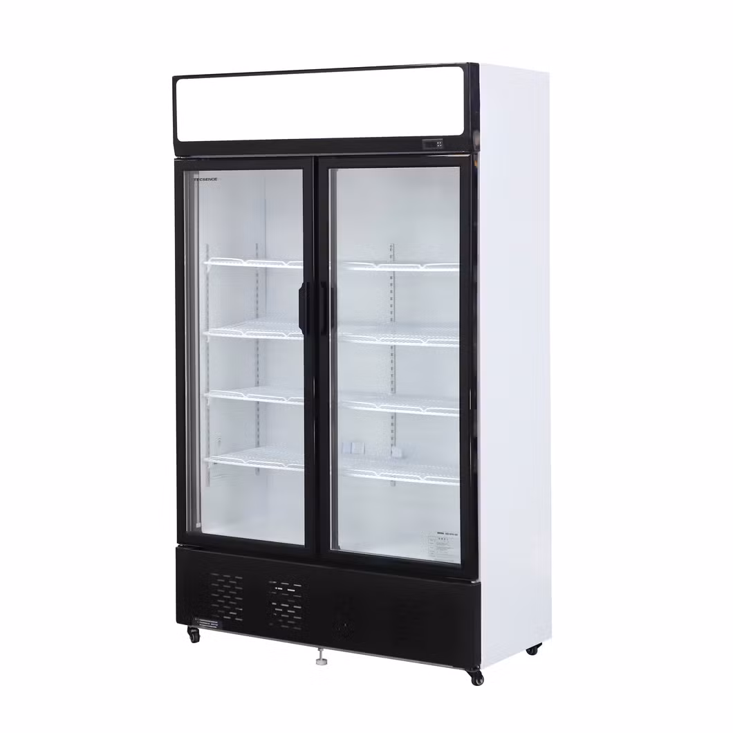 Factory Supply Fascinating Price Supermarket Commercial Upright Hinged Double Glass Door Beverage Display Refrigerator Cooler for Drinks