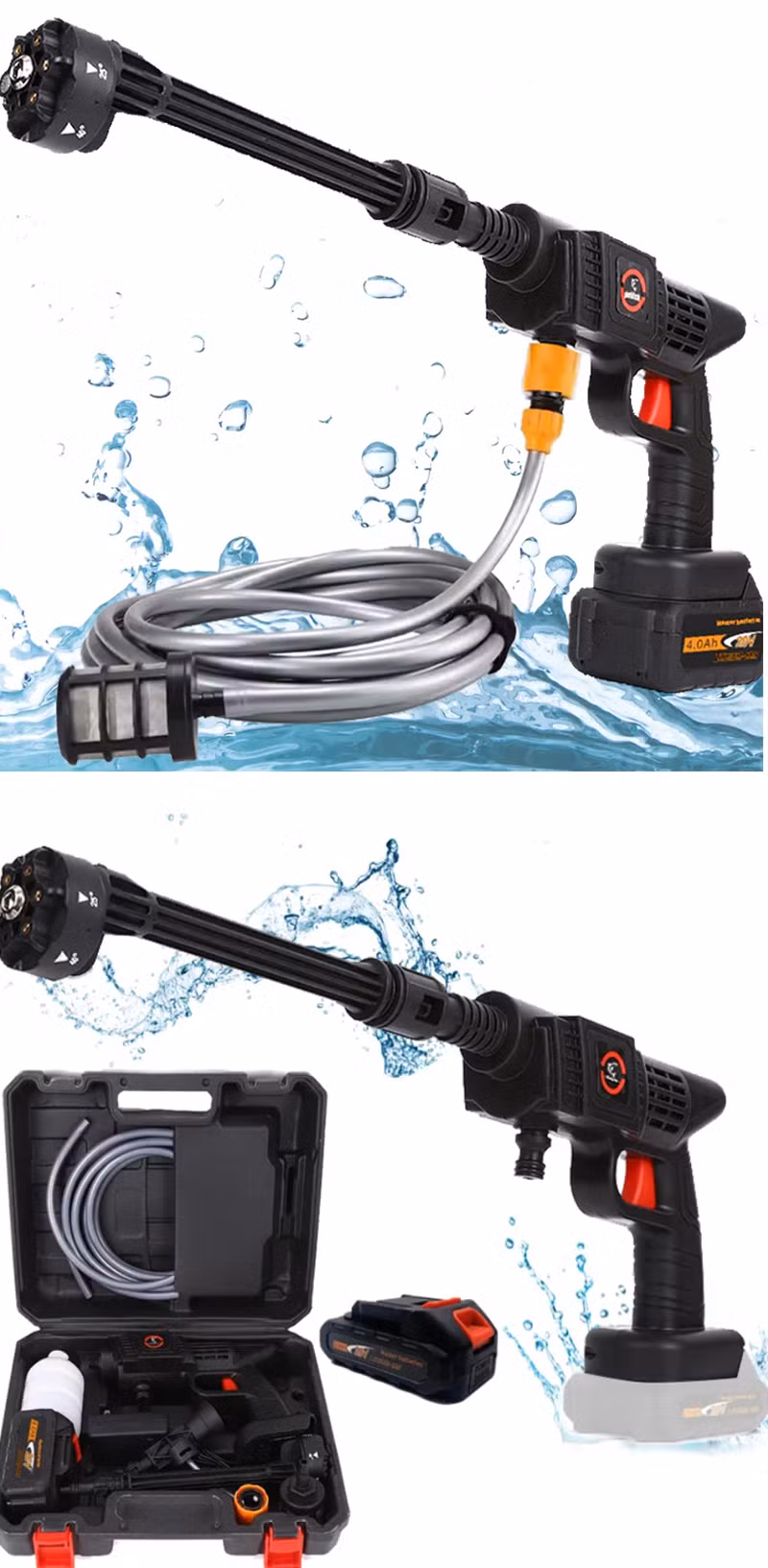 Car Wash Water Spray Gun High Pressure Cleaning Gun Electric Cleaning Kit 21V Handheld Water Spray Gun