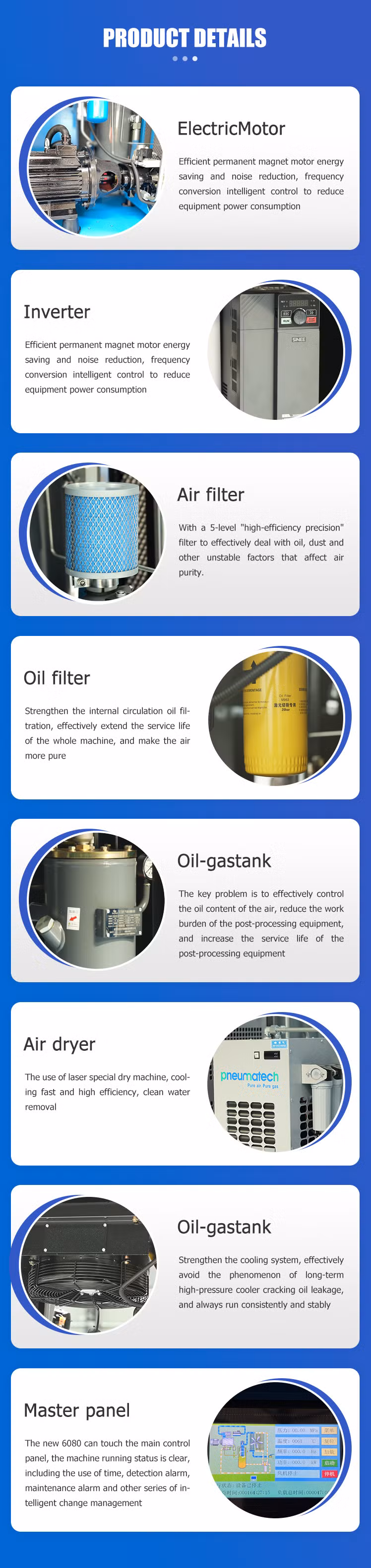 Good Quality Industrial 30HP, 220/380V Rotary Single Stage Compressed Coupling Start Direct Dirven Air Cooling Rotary Screw Air Compressor