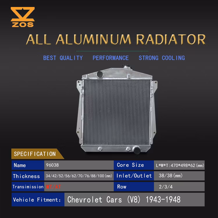 High Performance Aluminum Car Radiator for Chevrolet Cars (V8) 1943-1948