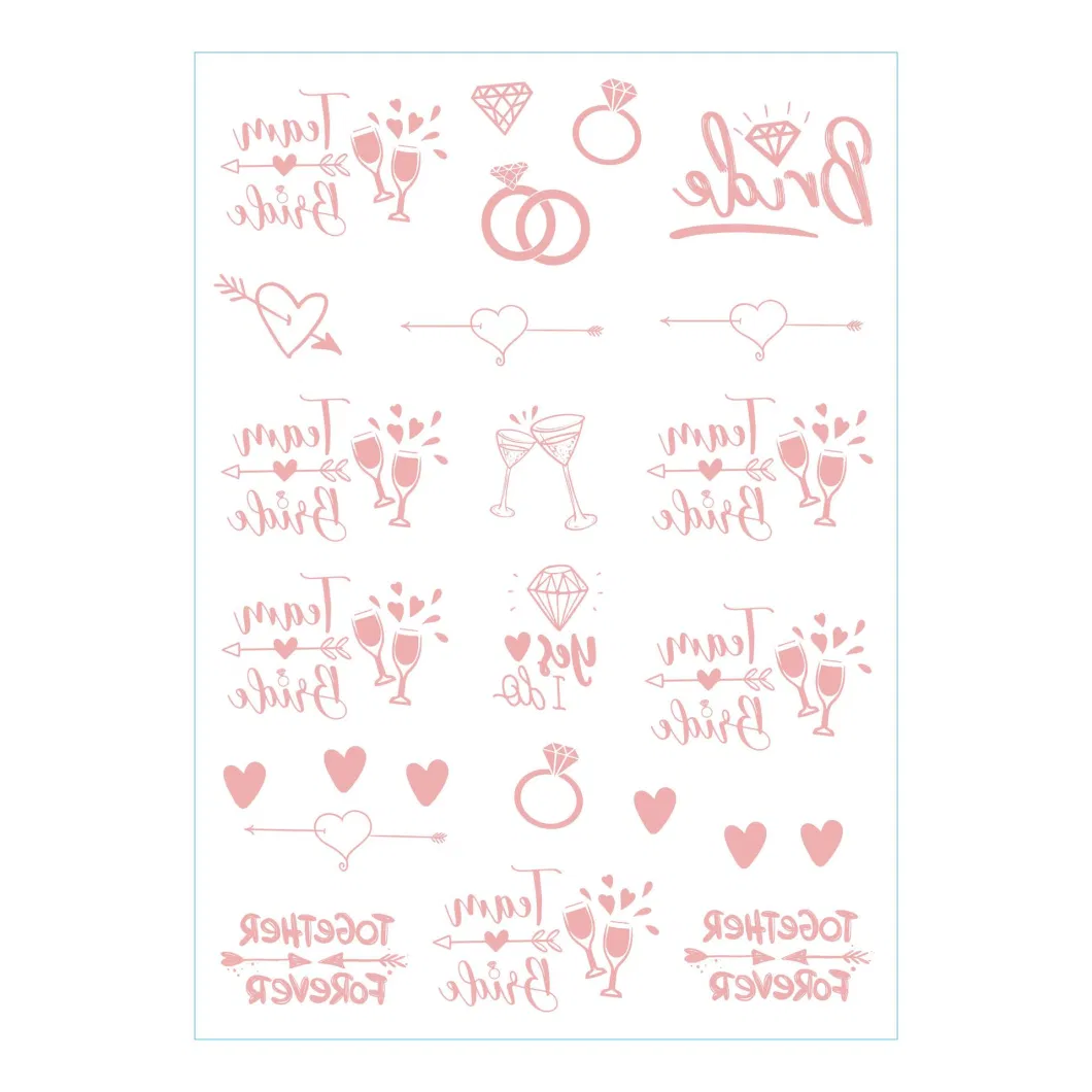 Waterproof Bridesmaid Wedding Bachelor Party Foil Silver Temporary Tattoo Sticker