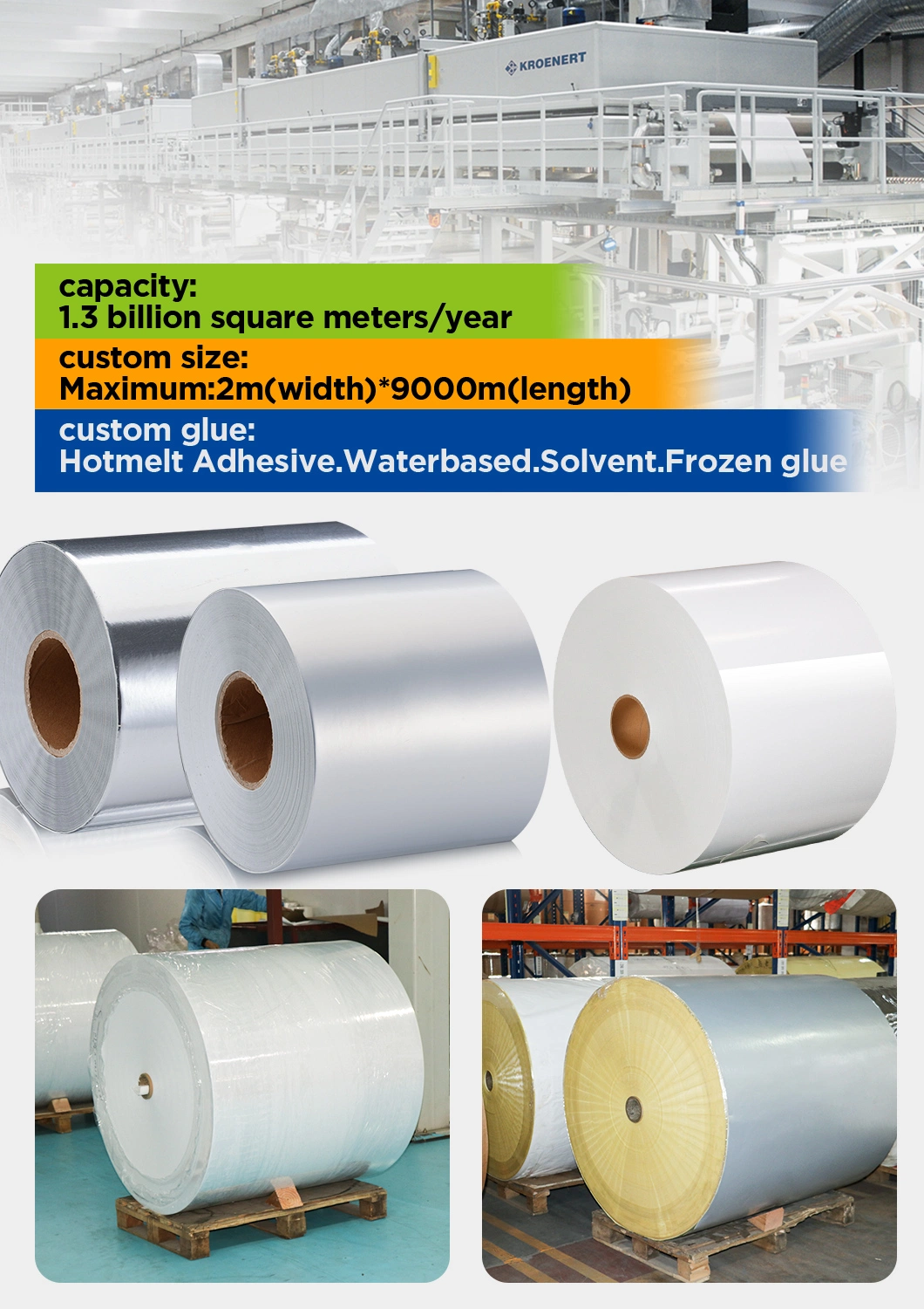 Wholesale 80gsm high quality silver adhesive aluminum foil roll label silver flexo jumbo roll