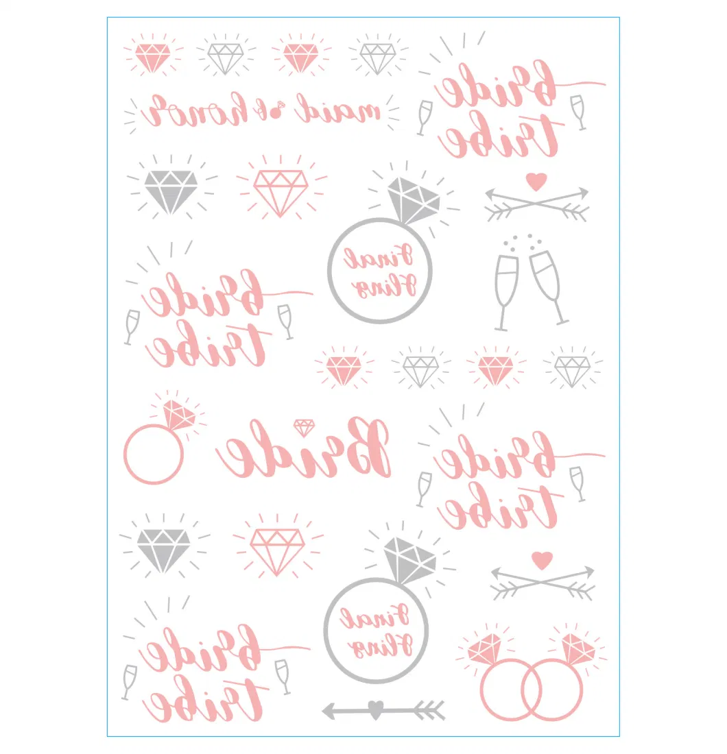 Waterproof Bridesmaid Wedding Bachelor Party Foil Silver Temporary Tattoo Sticker