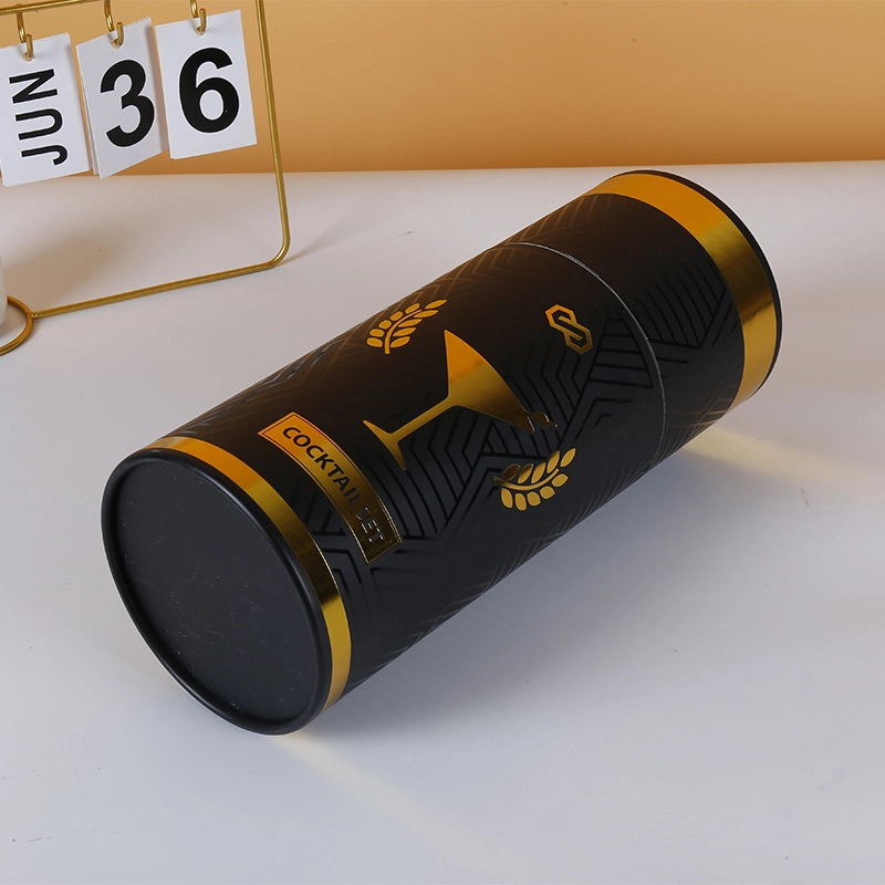 Brown Kraft Paper Cylindrical Boxes Customized Small Black Printed Paper Tube Packaging