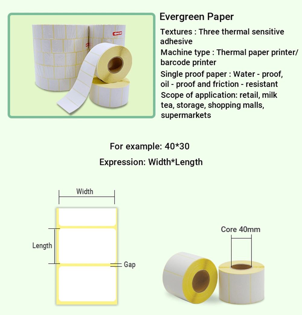 Durable Waterproof Self-Adhesive Sticker Blank Paper Shipping Barcode Printing Thermal Transfer Label Rolls