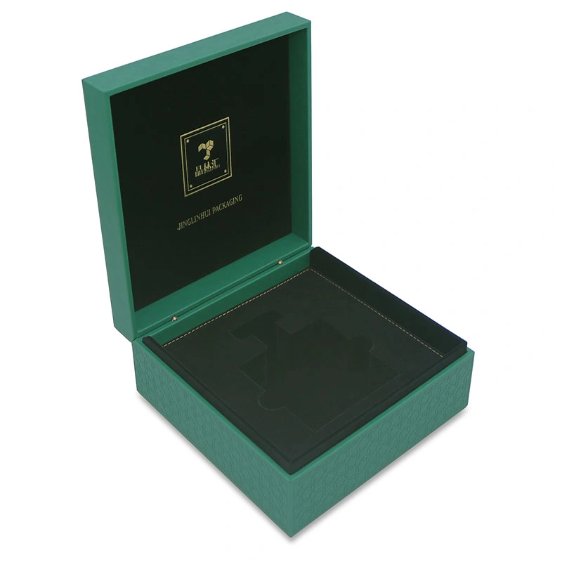 Custom Green PU Leather Premium Gift Wine Luxury Bottle Packaging Box Single Classical Single Green Gift Perfume Box