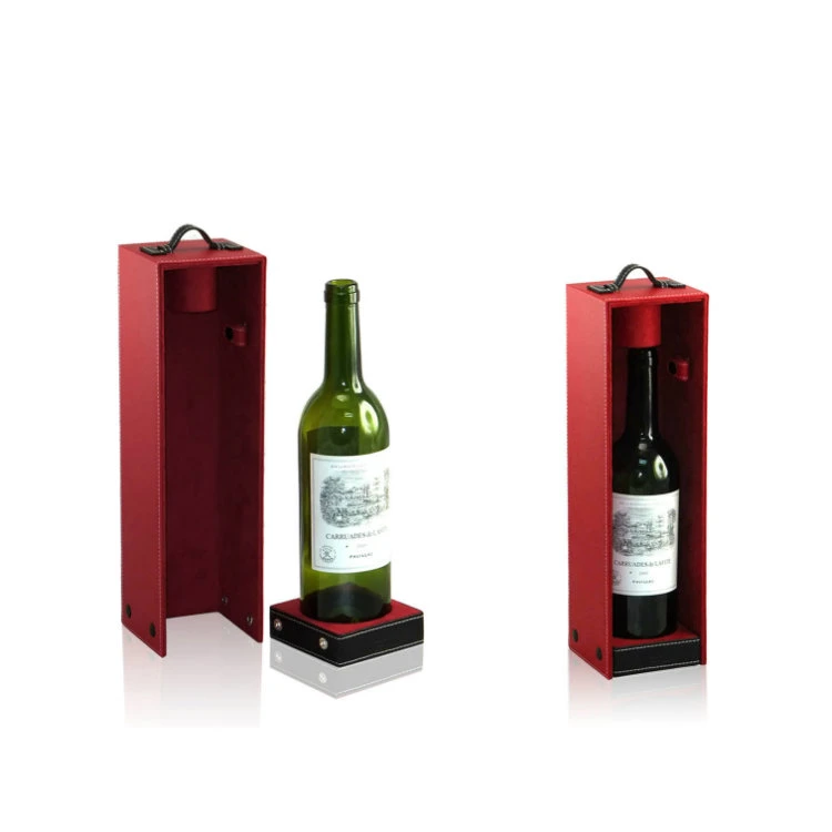 2023 Hot Sale Customized PU Leather Wrap Wood Wine Box for 1 Bottle