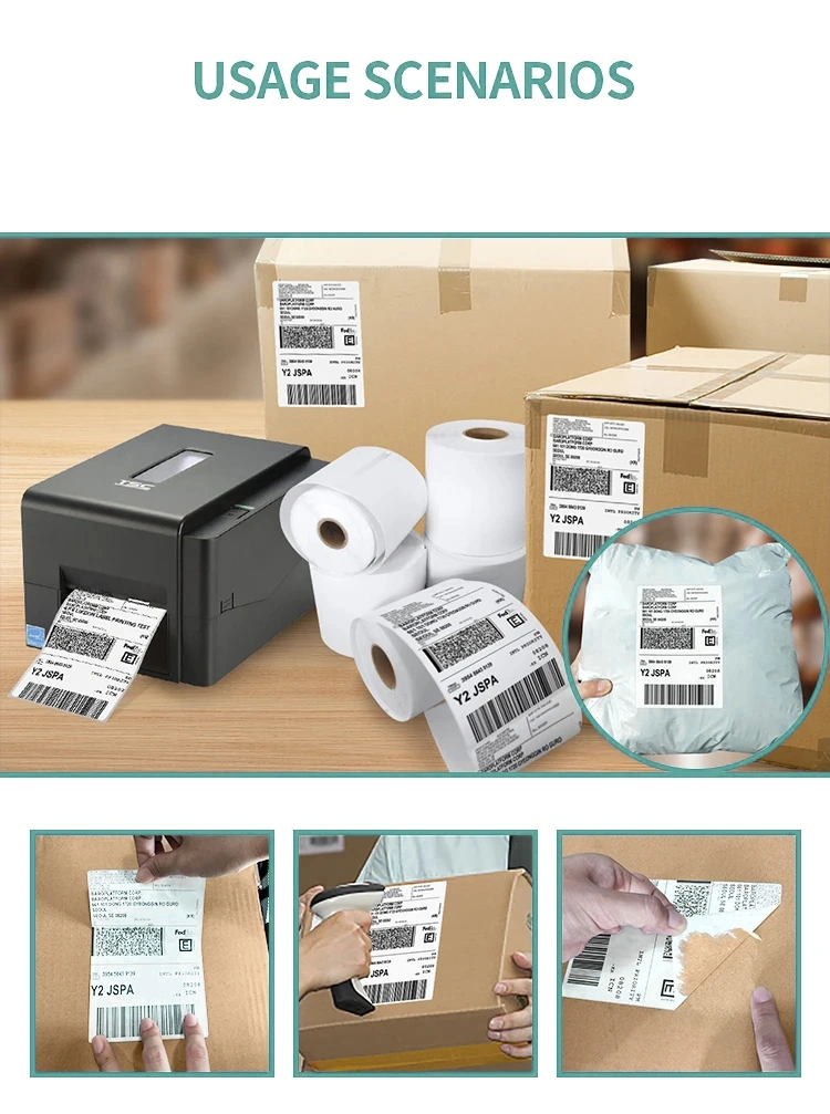 Adhesive Paper Custom Stickers Roll Thermal 4*6 Inch Blank Labels Shipping Label 100X150mm Waterproof