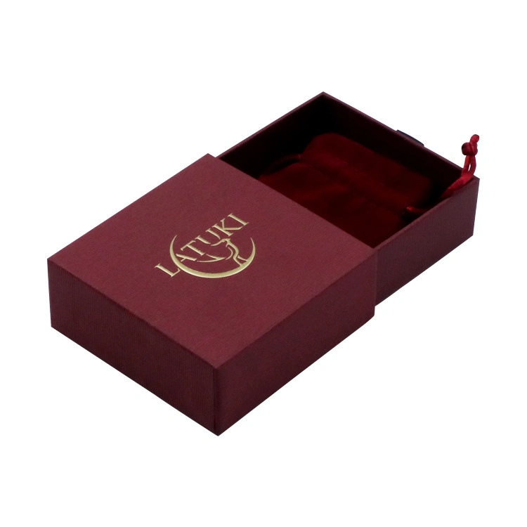 Custom Logo Jewelry Packaging Earring Necklace Bracelet Luxury Cardboard Sliding Jewelry Box with Velvet Insert