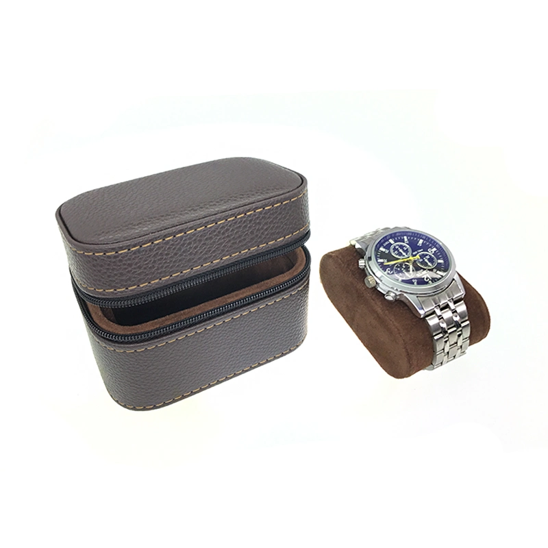 Fashion Black PU Single Simple Portable Travel Case Anti-Seismic and Pressure-Proof Leather Watch Box