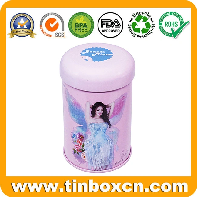 Cylinder Round Metal Tin Cosmetics Box with Airtight Double Lid for Eye Shadow Cream Face Mask Gift