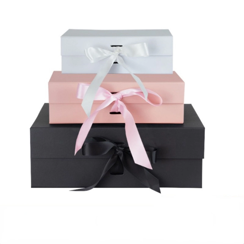 Rigid Cardboard Packaging Magnetic Closure Black Book Shape Style Satin Gift Boxes