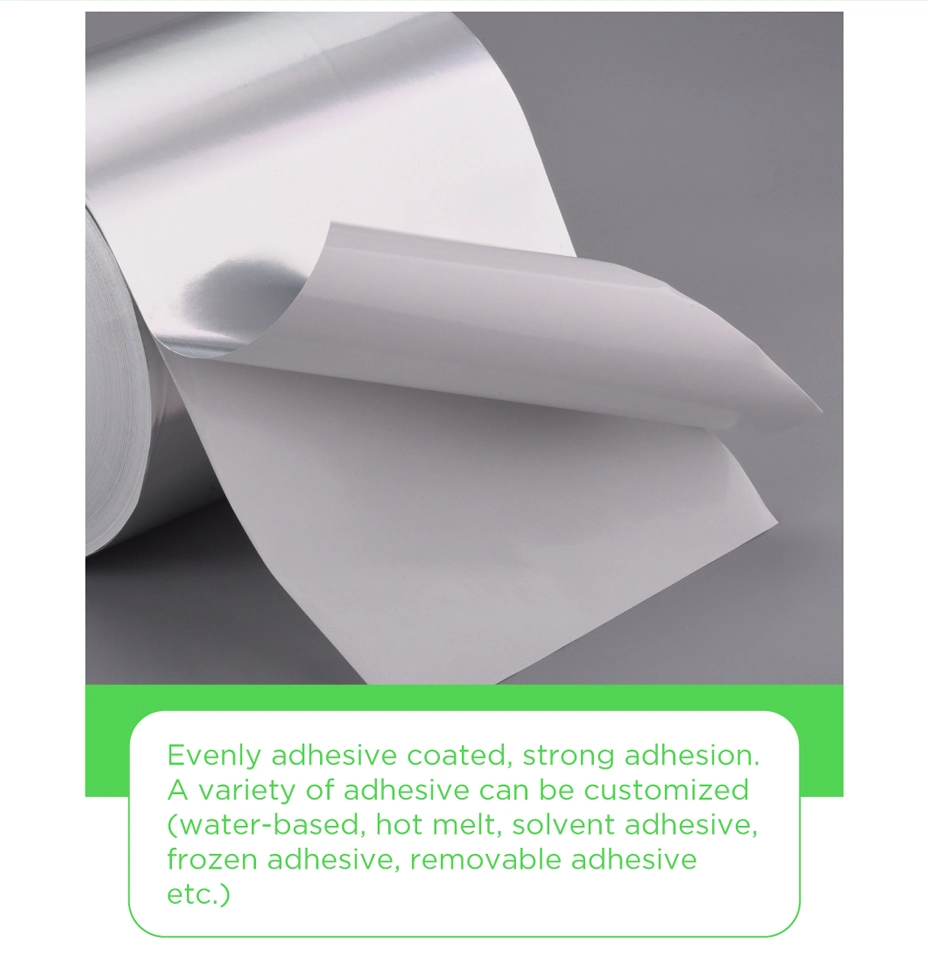 Wholesale 80gsm high quality silver adhesive aluminum foil roll label silver flexo jumbo roll