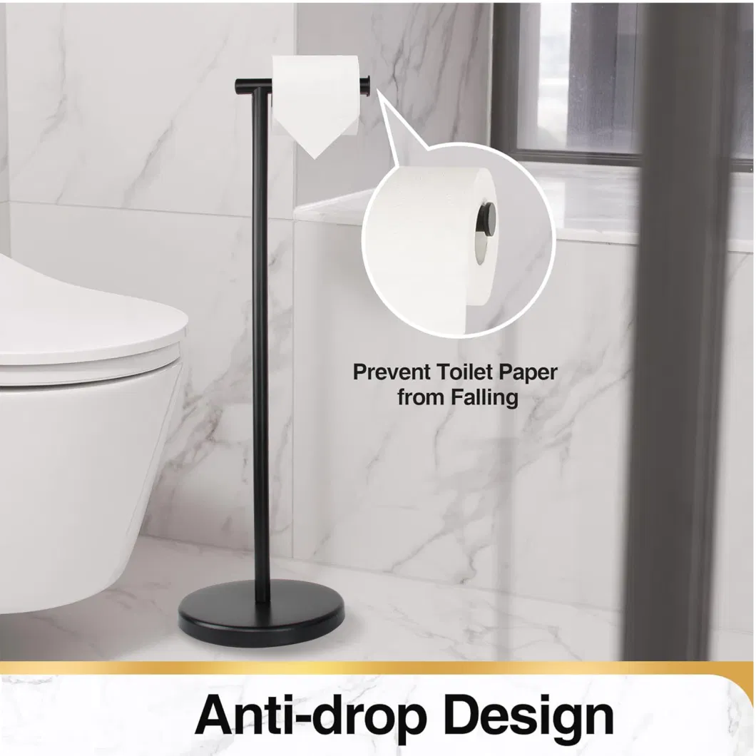 Bathroom Free Standing Tissue Roll Holder Metal Toilet Paper Roll Holder Stand