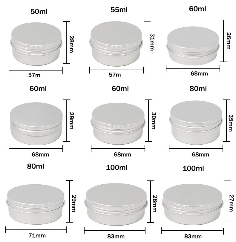 Spot Supply 5ml-400ml Small Aluminum Packaging Tin Boxes with Screw Window Lid Caps