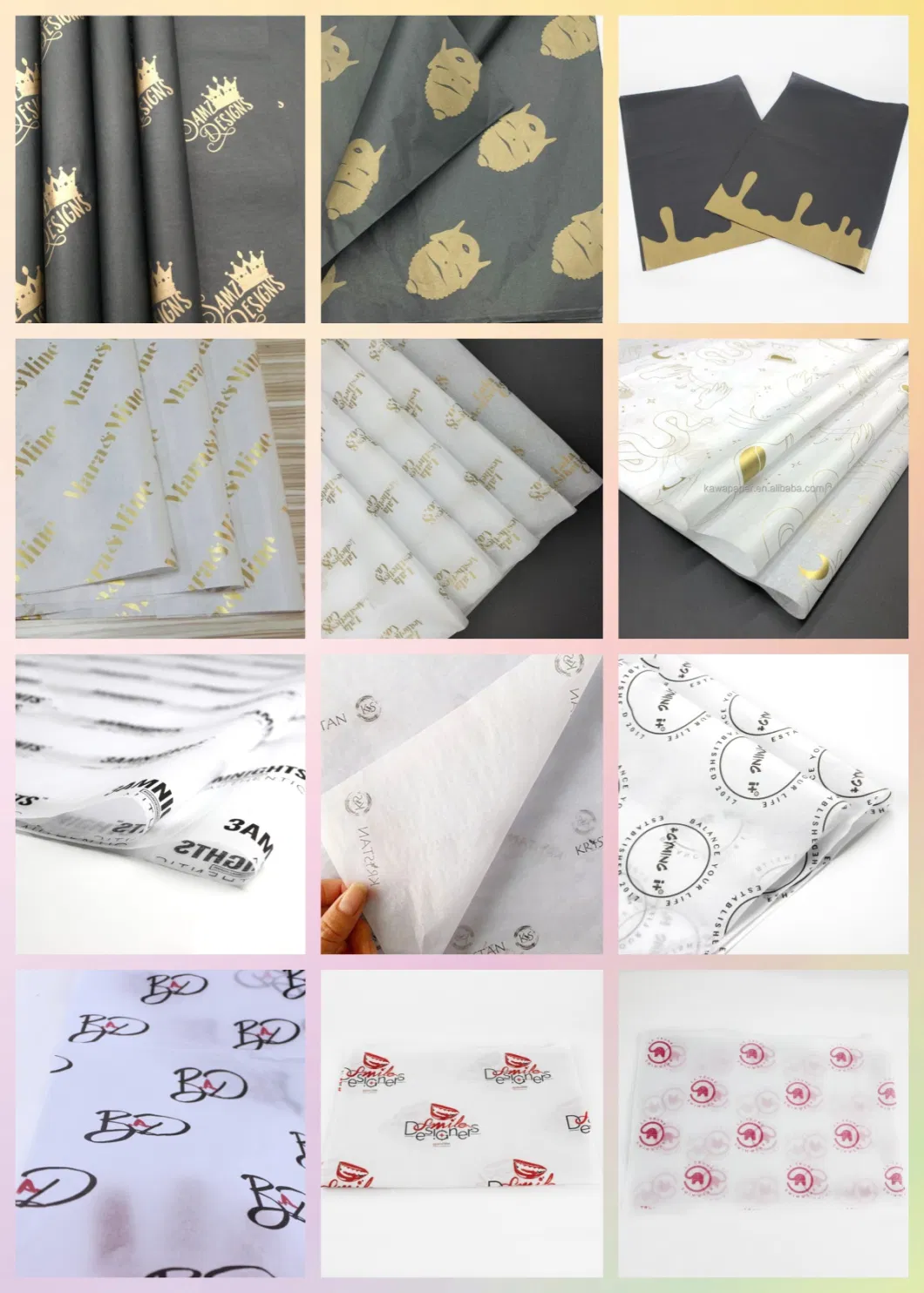 Wholesale Custom Printing Logo Holiday Birthday Gift Art Wrapping Paper