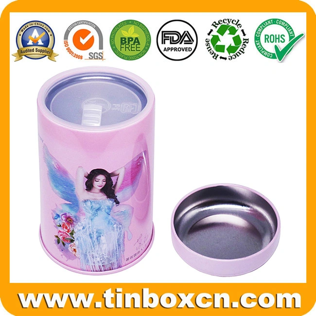 Cylinder Round Metal Tin Cosmetics Box with Airtight Double Lid for Eye Shadow Cream Face Mask Gift