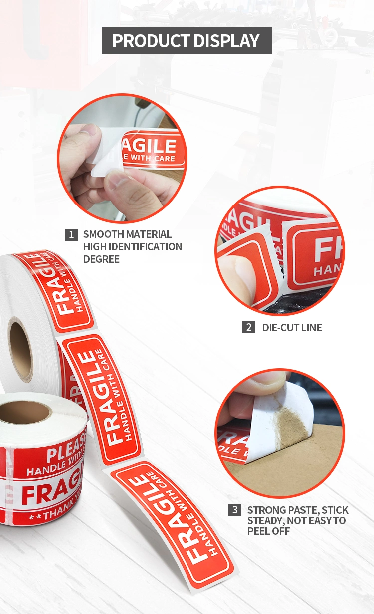 Cheap Wholesale High Quality Waterproof Shipping Blank Roll Biodegradable Custom Fragile Label Sticker